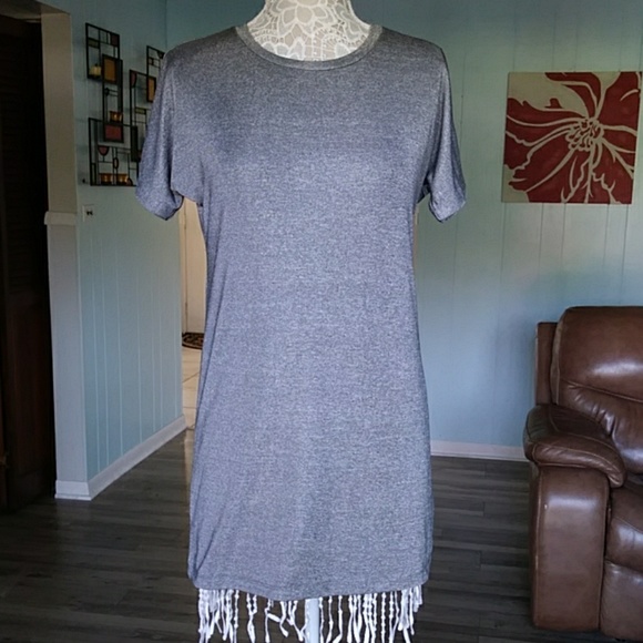 Wet seal gray silver bodycon short sleeved… - Picture 1 of 4